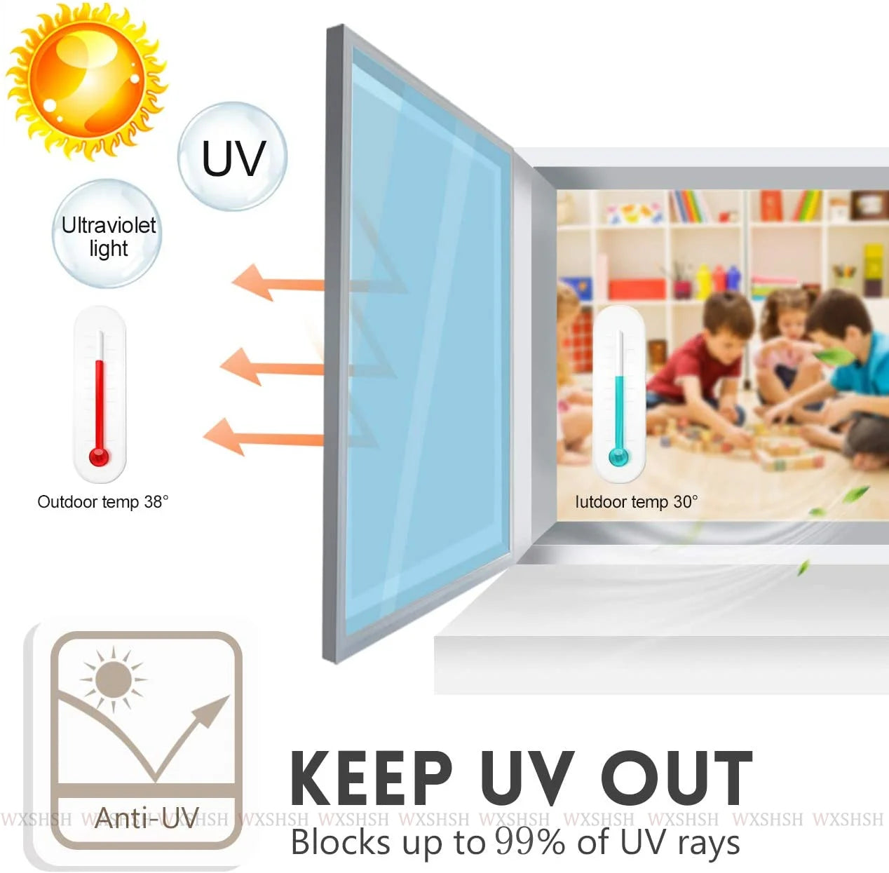 Window Privacy Film One Way Daytime Privacy Static Cling Sun Blocking Anti UV Reflective Window  for Home and OfficeBlack Silver