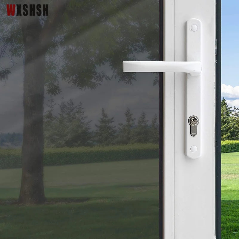 Window Privacy Film One Way Daytime Privacy Static Cling Sun Blocking Anti UV Reflective Window  for Home and OfficeBlack Silver